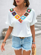 Contrast V-Neck Short Sleeve Top OutfitFlow